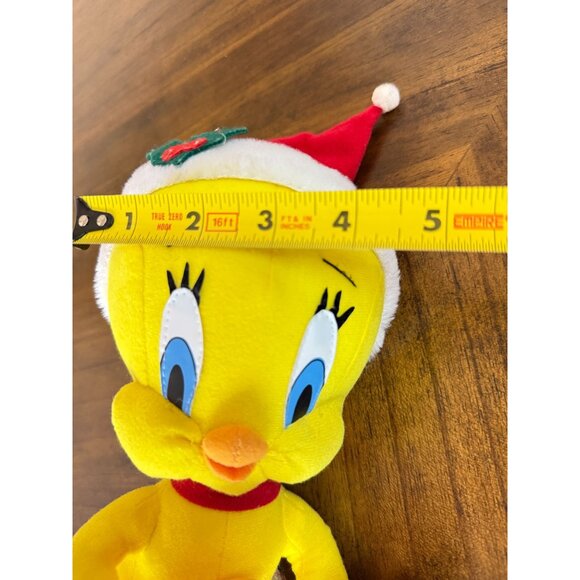 Vintage Christmas Looney Tunes Tweety Bird Santa Hat Plush Stuffed Animal 1990s - Picture 12 of 12